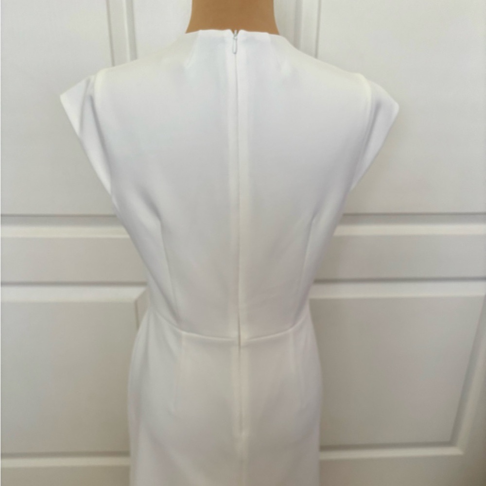 French Connection White Cap Sleeve Sheath Dress Size 8 | Elegant Minimalist NWOT - Picture 7 of 11